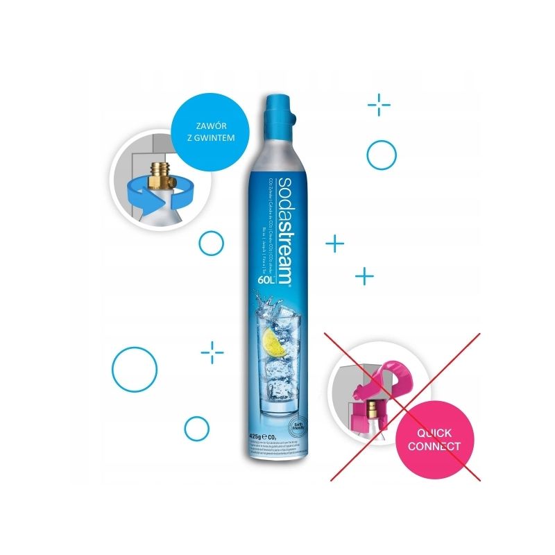 Botija Adicional de gás com sistema de rosca Azul (60L) SODASTREAM