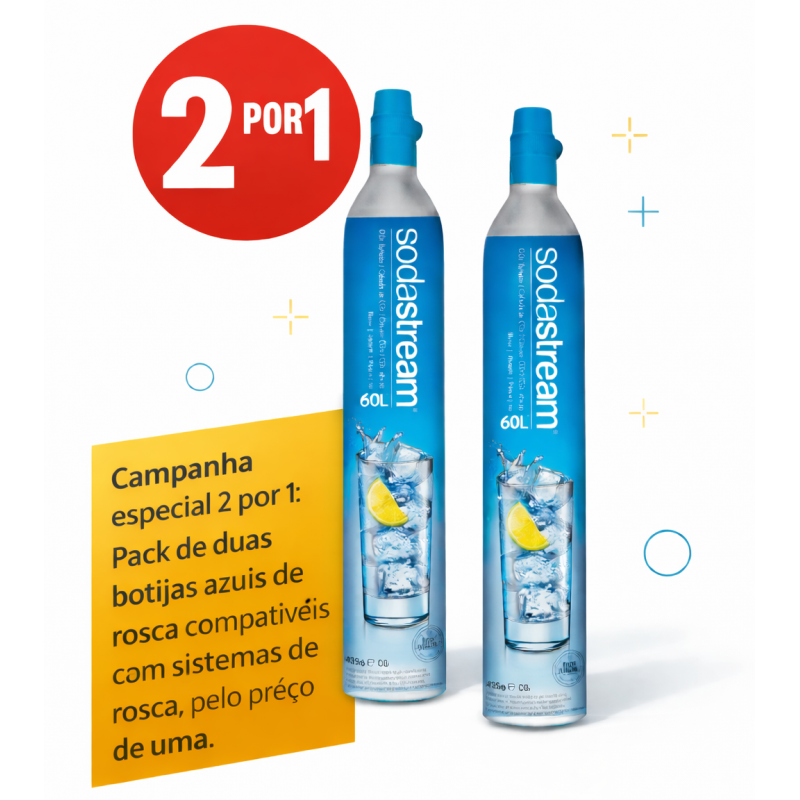 Campanha 2 por 1 – Botijas CO₂ 425g Azul Rosca Compatível com sistemas rosca