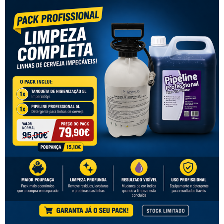 Pack Limpeza Profissional Linhas de Cerveja – Tanqueta 5L + Pipeline Professional 5L