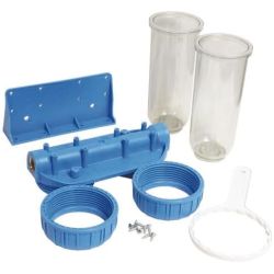 Estação de Filtro Duplo 10" (Vazia) – Conexão F20/27 (3/4") com Chave de Abertura