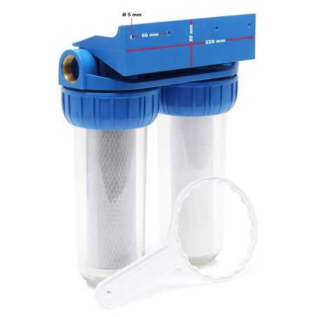 Estação de Filtro Duplo 10" (Vazia) – Conexão F20/27 (3/4") com Chave de Abertura