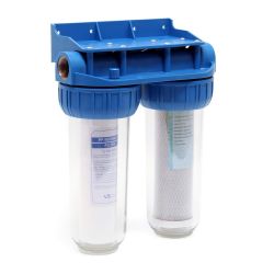 Estação de Filtro Duplo 10" (Vazia) – Conexão F20/27 (3/4") com Chave de Abertura